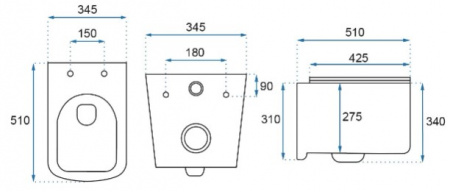 Унитаз подвесной Rea TINO Rimless REA-C2630