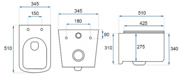 Унитаз подвесной Rea TINO Rimless REA-C2630