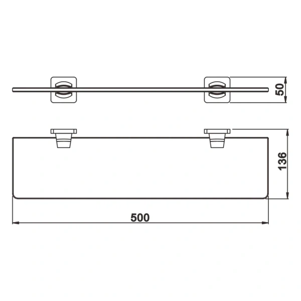 Полка стеклянная Rose RG1519H, черный