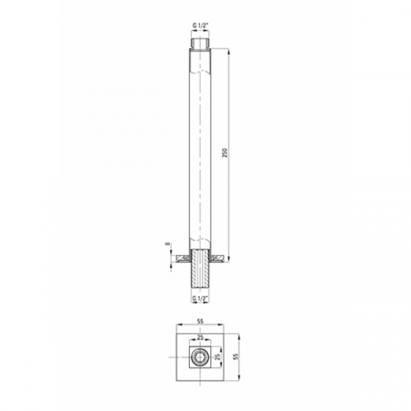 Штанга-излив потолочный квадратный для верхнего душа 250 мм Deante Cascada NAC_048K хром