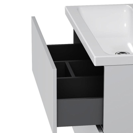 M90FHX0802WG Gem База под раковину AM.PM, подвесная, 80 см, 2 ящика push-to-open, белый, глянец