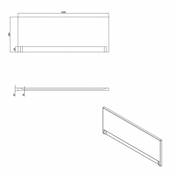 Фронтальная панель для ванны Cersanit UNIVERSAL TYPE 1 150 PA-TYPE1*150-W