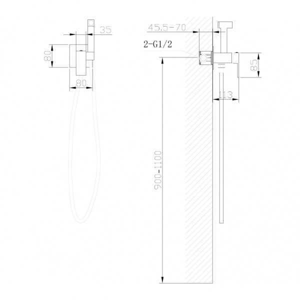 Смеситель ABBER Daheim AF8226NG с гигиеническим душем, никель