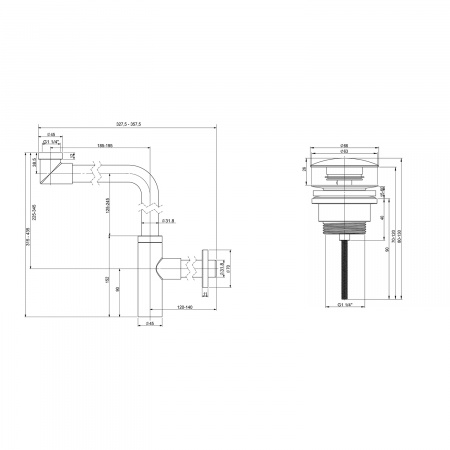 Набор 2 в 1 Wellsee Drainage System 182125003, сифон для раковины, донный клапан, матовый черный