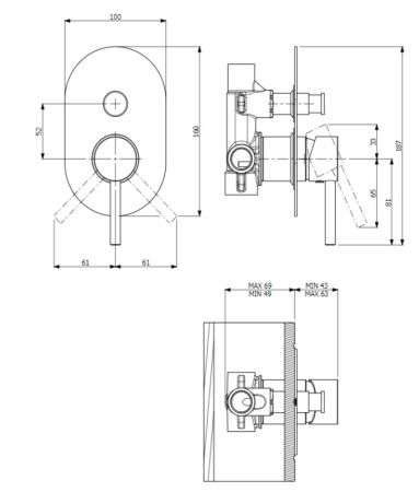 Смеситель скрытого монтажа Villeroy&Boch Loop&Friends TVS10600300061