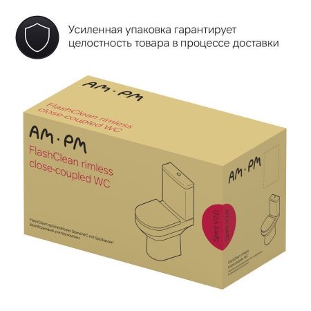 Напольный унитаз-компакт AM.PM Spirit 2.0 C708600WH безободковый FlashClean, без сиденья