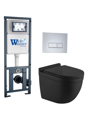 Комплект инсталляции с унитазом Weltwasser MARBERG 410 + HEIMBACH 043 MT-BL + MAR 410 SE-CR
