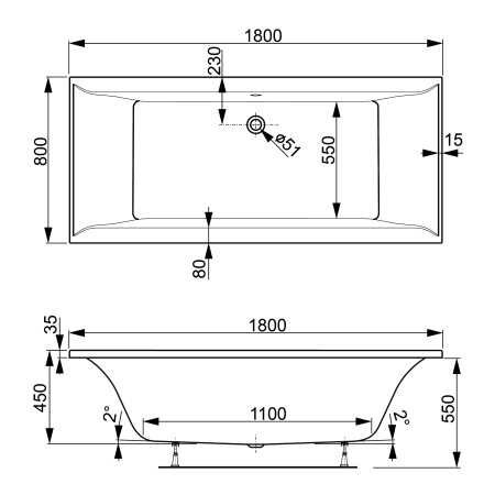 Акриловая ванна VAGNERPLAST VERONELA 180x80