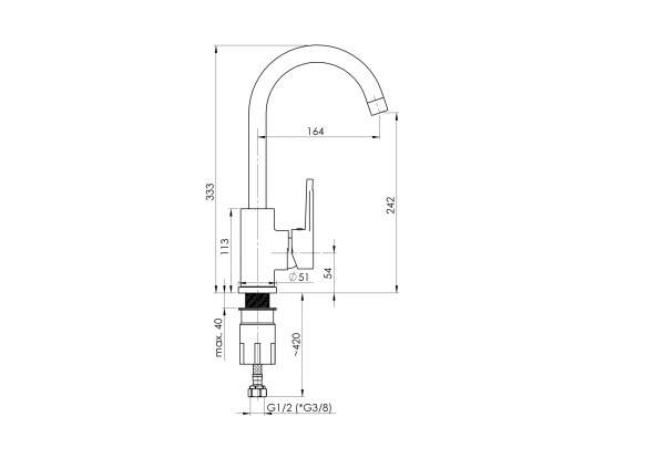 Смеситель для мойки Rubineta Axe-33 AX30008