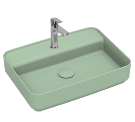 Раковина накладная ISVEA Infinity 55 прямоугольная 55см, цвет мятно-зеленый матовый 10NF66055SV-2T