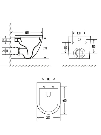 AQM2002MB Унитаз подвесной с сиденьем SoftClose, технология смыва Rimless, скрыт. крепеж. Черный мат
