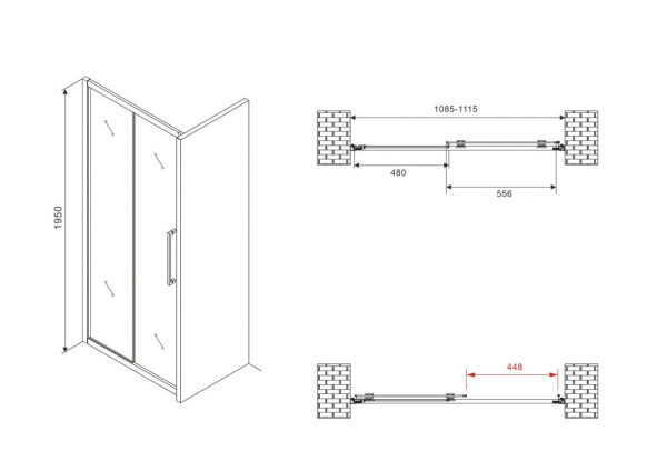 Душевая дверь ABBER Schwarzer Diamant AG30110BMH