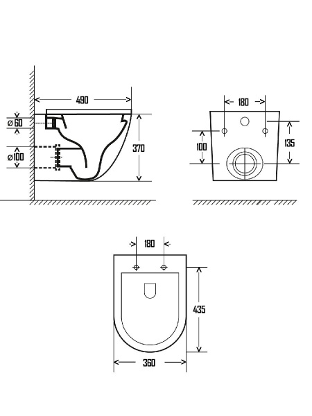 AQM2002MB Унитаз подвесной с сиденьем SoftClose, технология смыва Rimless, скрыт. крепеж. Черный мат
