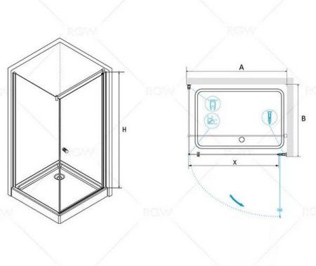 Душевой угол RGW Passage PA-33 80х80 стекло прозрачное, 04083388-11