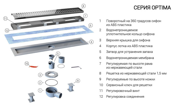 Душевой лоток Vincea SAY OPTIMA 601.70.B.M.S.PITI, 70 см, матовый черный