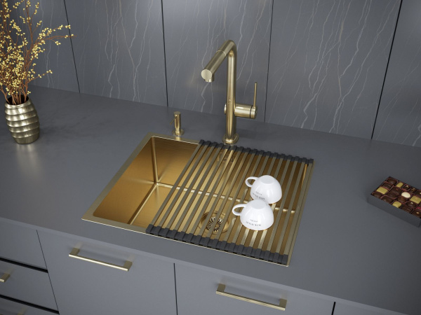 Мойка Paulmark NEXT 54 UNI PM215444-BG 440х540х200 мм, нержавеющая сталь, брашированное золото