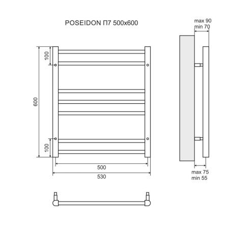 Полотенцесушитель водяной Lemark Poseidon LM42607 П7 500x600