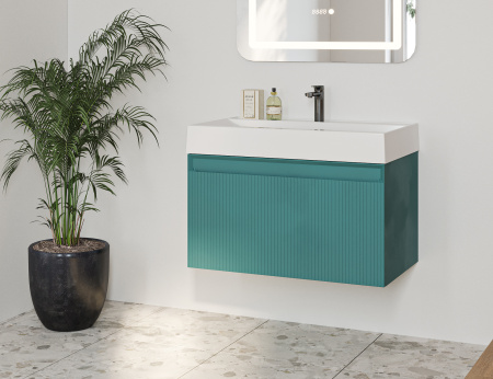 Тумба под умывальник Belux Базель подвесная 80-01, Голубой Малахит матовый
