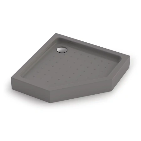 Душевой поддон пятиугольный (трапеция) Veconi Tezeo Acrylic TZ-53GR, 1000x1000x150, акрил, серый