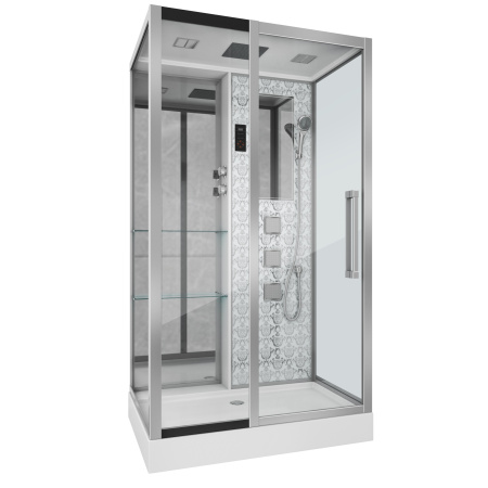 Душевая кабина Niagara Luxe NG-7713WL (82x120х215) низкий поддон(15см),дверь раздвижная,стенки серебро