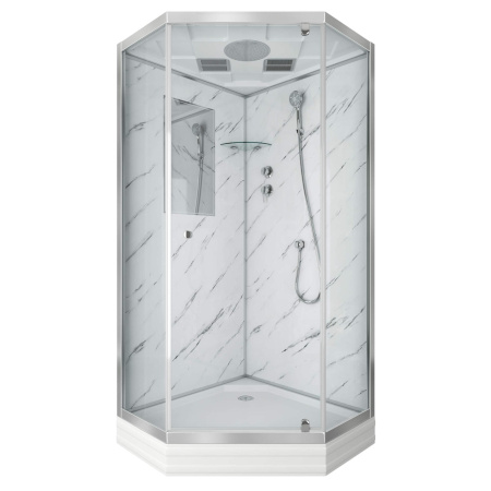 Душевая кабина Niagara Luxe NG-7702DM (100x100х210) низкий поддон(15см),дверь распашная,стенки мрамор,3 места