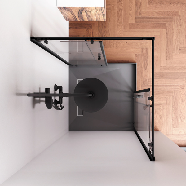 W87G-403-9090-BT Sunny Душевое ограждение AM.PM квадратное, раздвижн двери 90x90 черный,стекло прозрачное