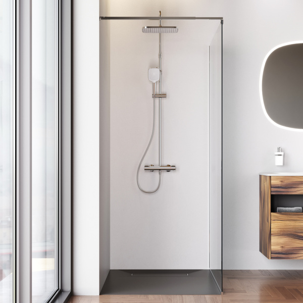 W84WI-110-F1-MTE Душевая перегородка AM.PM Func 110x200, стекло прозр. 8 мм + покрытие, профиль мат хром