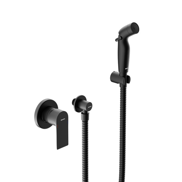 477510300 Apollo Смеситель Damixa монтируемый в стену с гигиеническим душем, черный