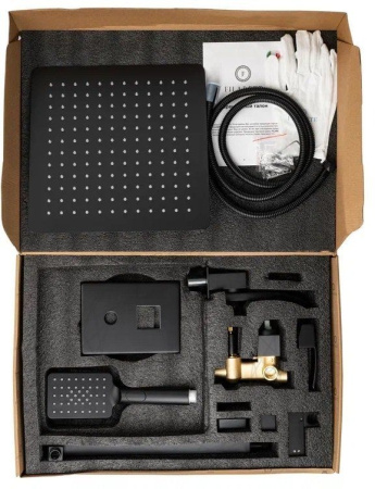 Душевая система скрытого монтажа FILARETE Waterfall FL1010 (Черный матовый)