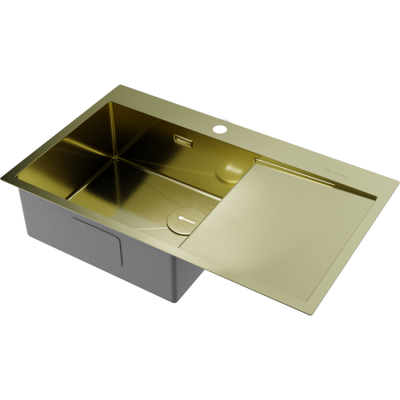 Кухонная мойка Omoikiri Akisame 86-L Side-LG нерж. сталь/светлое золото 4997045