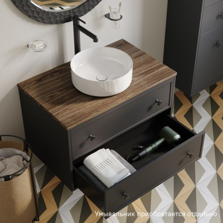 Тумба подвесная со столешницей МДФ, макадамия орех 80 см IDDIS Torr темно-серый (TOR80DMi95K)