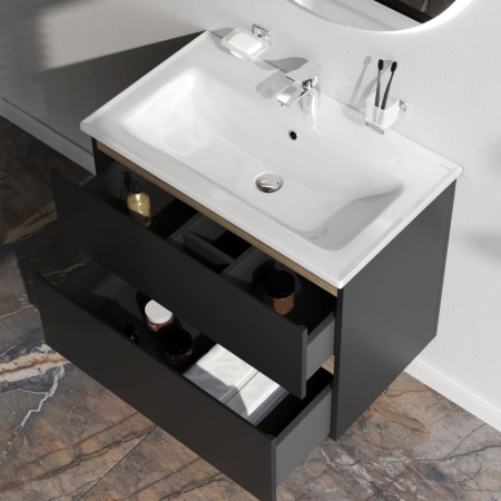 M85AFHX0802BM X-Joy База под раковину AM.PM, подвесная, 80 см, 2 ящика, черный матовый