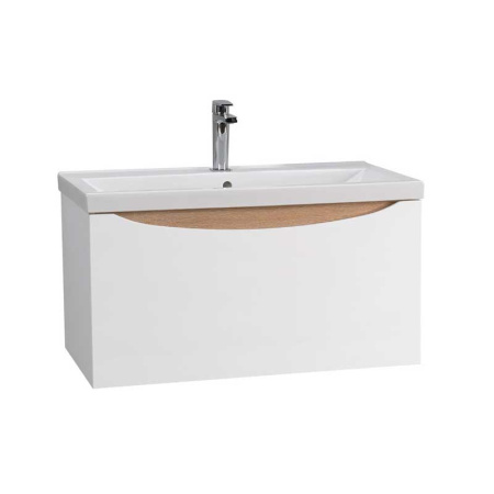 Тумба под умывальник Belux Берген НП 60-01 Белый глянцевый/Дуб сонома светлый