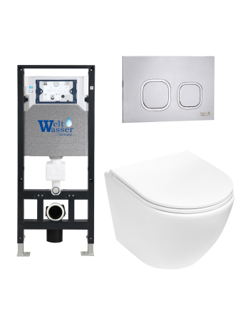 Комплект инсталляции с унитазом Weltwasser AMBERG 506 + MERZBACH 043 MT-WT + AMBERG RD-MT CR