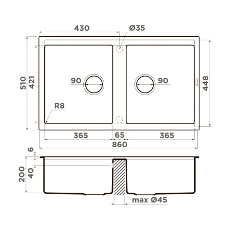 Кухонная мойка Omoikiri Kitagawa 86-2-WH Artceramic/белый 4993806