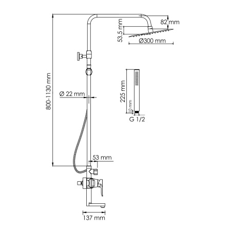 A166.116.137.010.CH Душевой комплект WasserKRAFT со смесителем