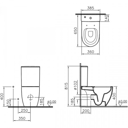 Унитаз напольный VitrA Sento 9830B003-7204 безоботковый с сиденьем микролифт