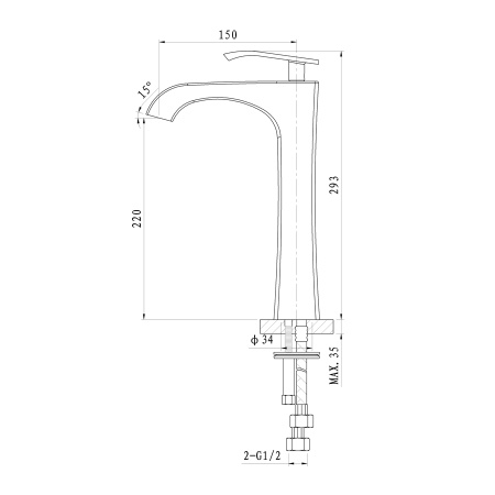 Смеситель для раковины высокий WONZON & WOGHAND Triumph, Хром (WW-561104-CR)