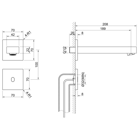 Встраиваемый сенсорный смеситель для раковины TIMO Selene 2073/03SM, черный