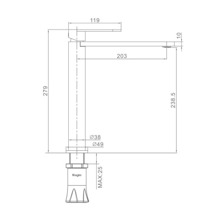 Смеситель для раковины высокий Raglo R10.15.03, золотой сатин