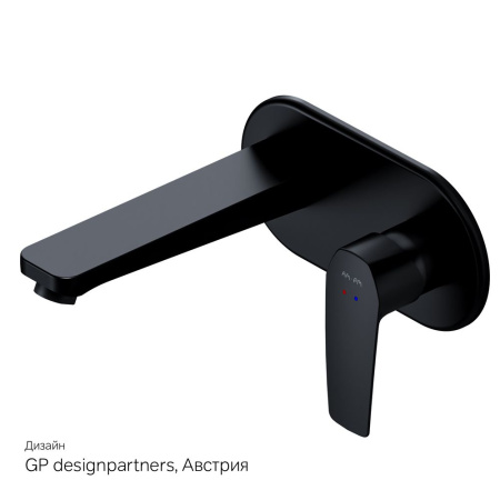 F90A72222 Gem Смеситель для умывальника AM.PM монтируемый в стену, чёрный