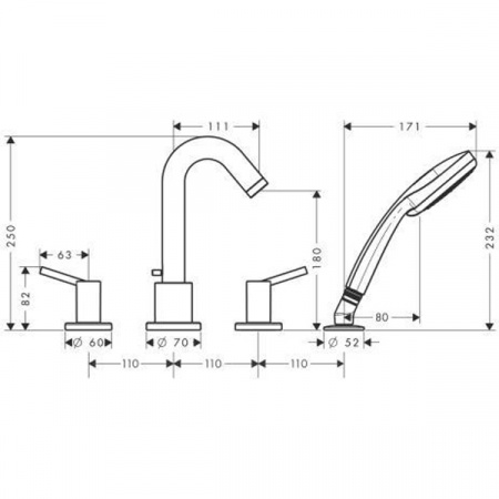 Смеситель на борт ванны Hansgrohe Talis 32314000