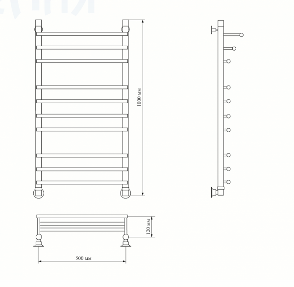 Полотенцесушитель Ariano Прима F 100х50 Black