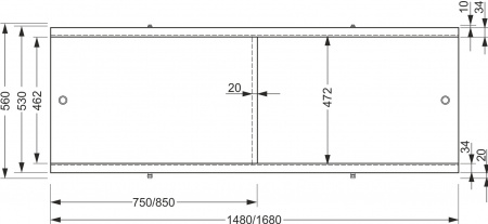 Фронтальная панель для ванны Cersanit Universal 170 PA-TYPE2*170-W