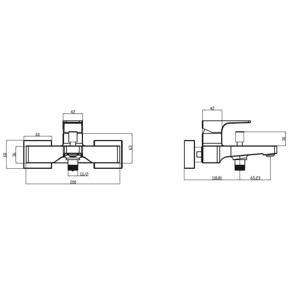 Смеситель для ванны Villeroy&Boch Architectura Square TVT12500100061