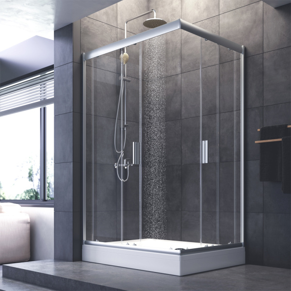 W90G-404-120290-MT Gem Twin Slide 120x90. Душевое ограждение AM.PM,120x90, профиль мат хром, стекло прозрачное