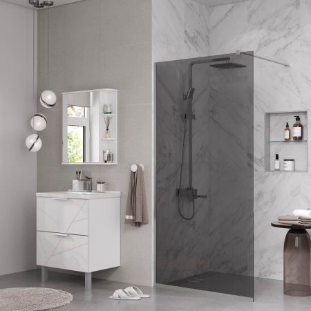 Душевая перегородка, ограждение Reflexion RX200100TCR-19 Walk in 200x100см, тонированное закаленное стекло 8мм, хромированный профиль