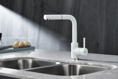 Смеситель для кухни Paulmark KASSEL Ka214311-431TW, белый матовый полностью