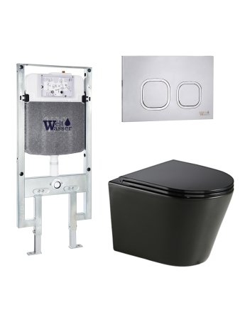 Комплект инсталляции с унитазом Weltwasser AMBERG 497 ST + SALZBACH 043 GL-BL + AMBERG RD-MT CR