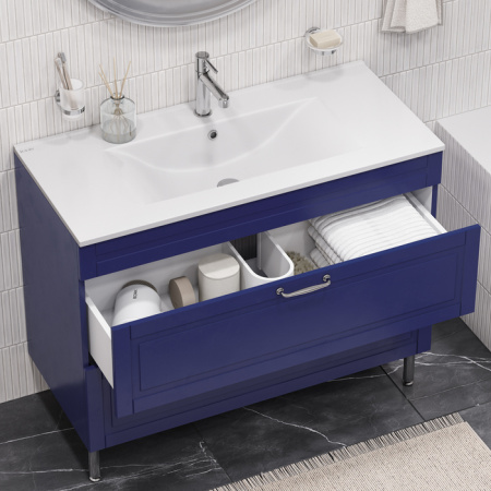 Тумба IDDIS с умывальником, напольная, 100 см, синий, Oxford (OXF10N1i95K)